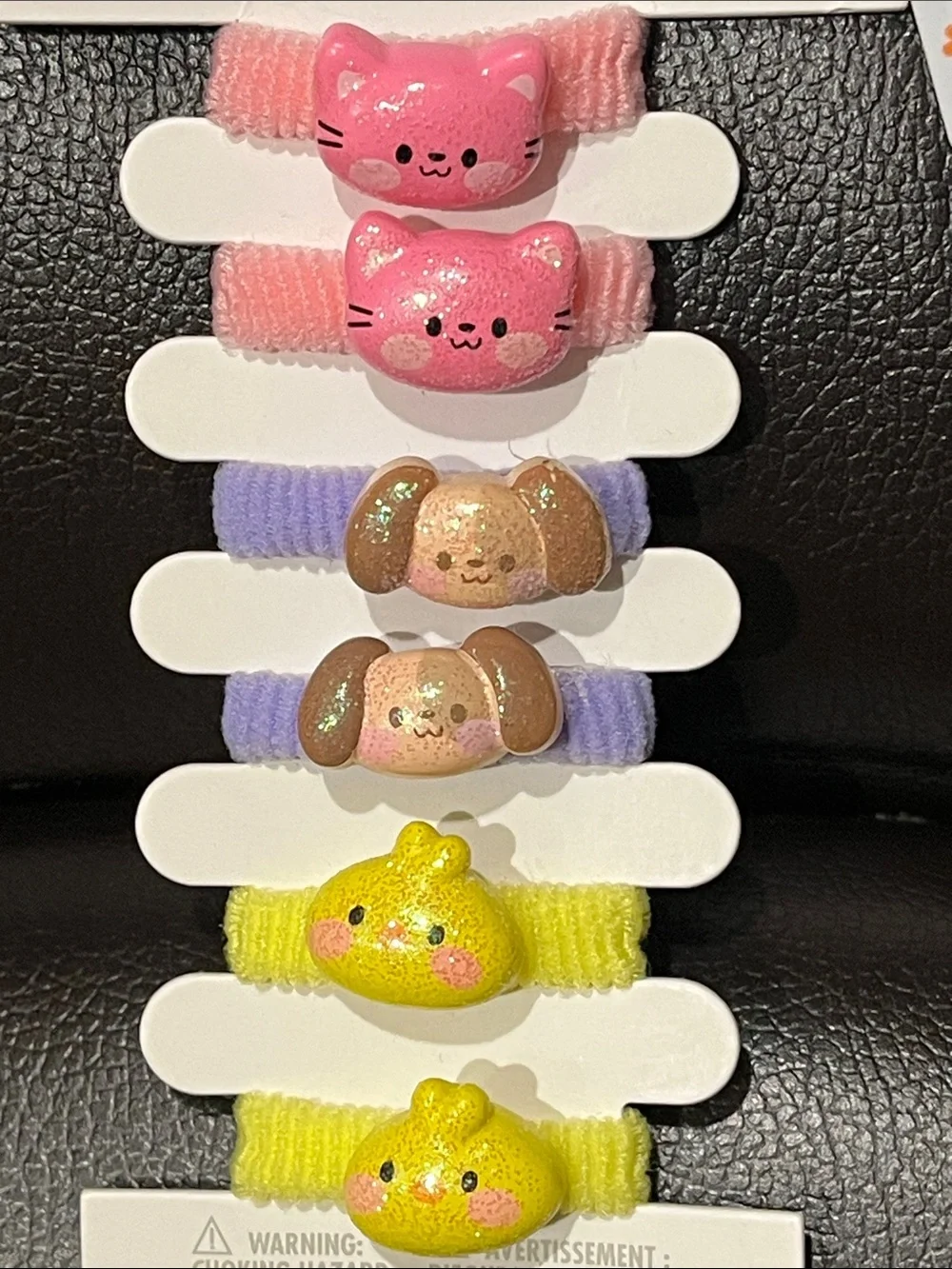 Claire’s Club Kitty Cat Dog & Chick Hair Bundle Clips & Elastics| 2 Sets NWT